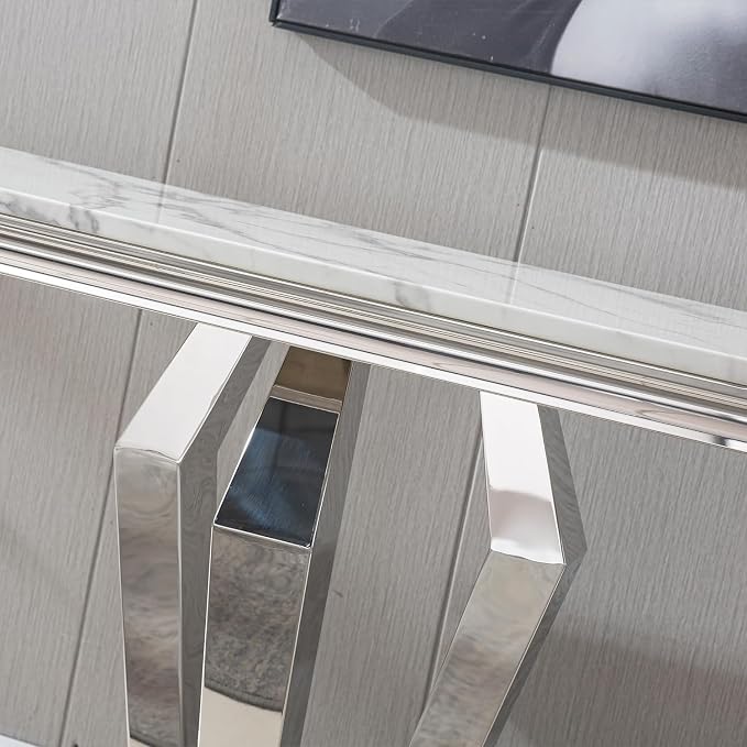 Console Table - White Silver Base