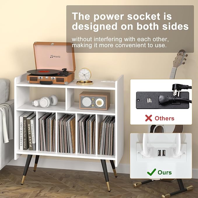 White - 6 Compartments (Usb and Socket)