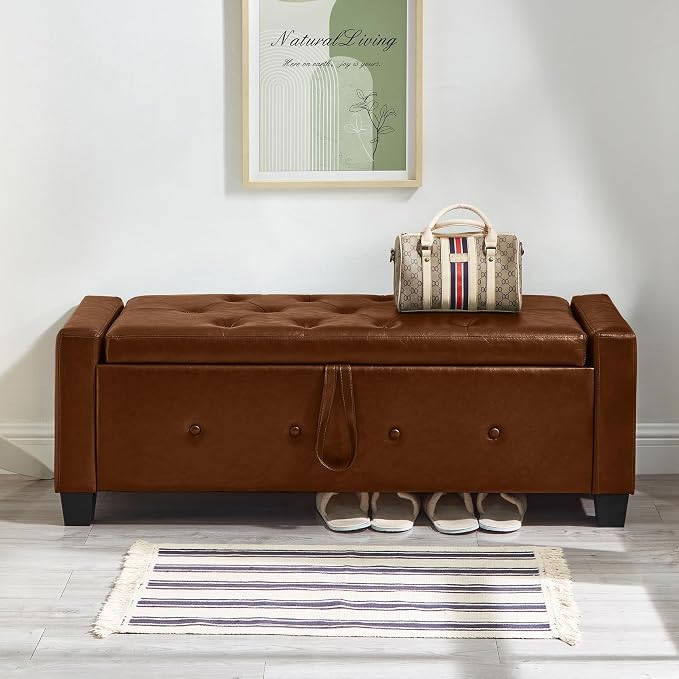 Light Brown Faux Leather Tufted 48''