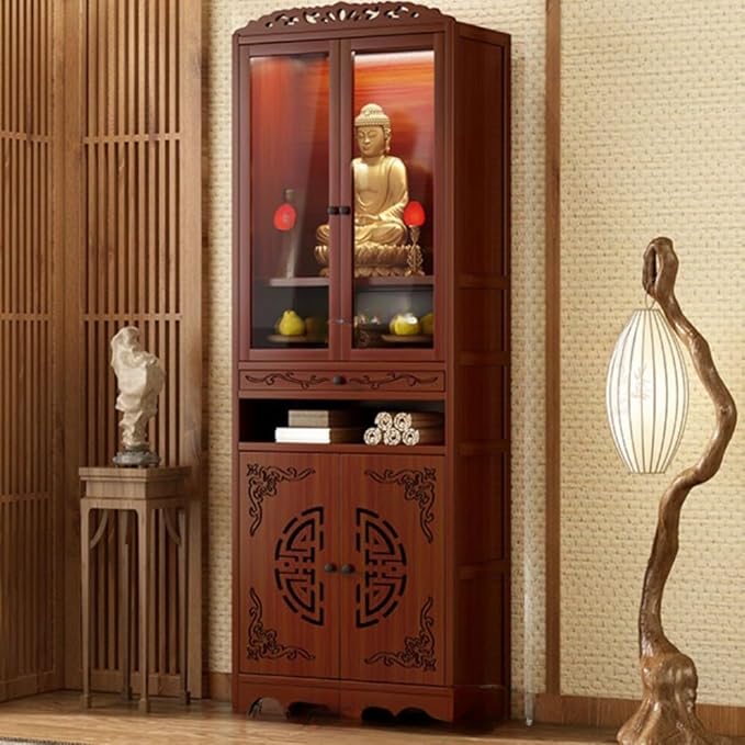 Rosewood Color, Single Drawer, Transparent Door