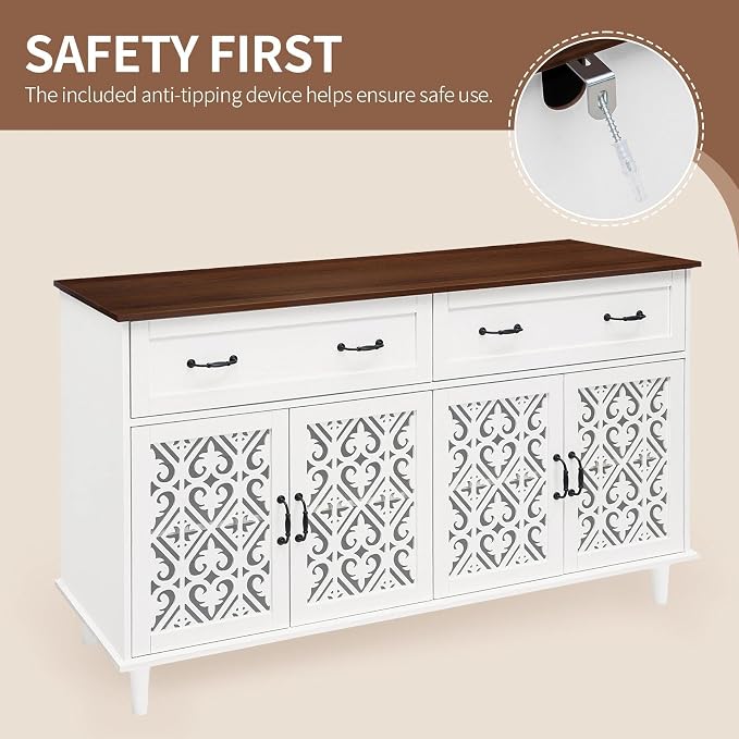 White - Heart-carved Cabinet