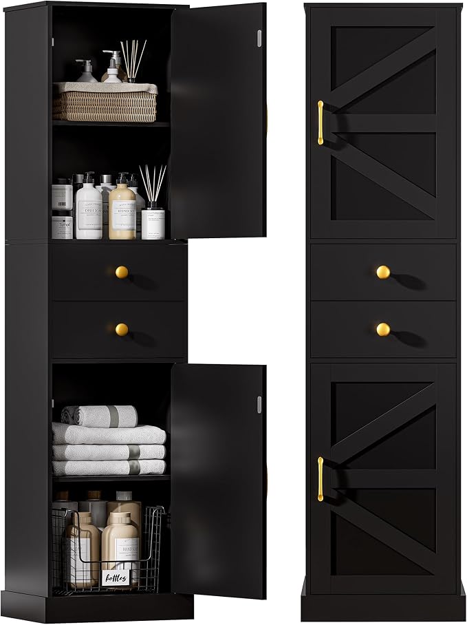Black With 2 Drawers & Doors
