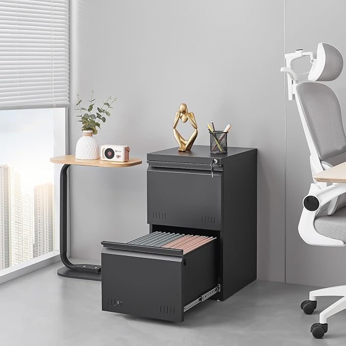 Matte-black 2-drawer Vertical