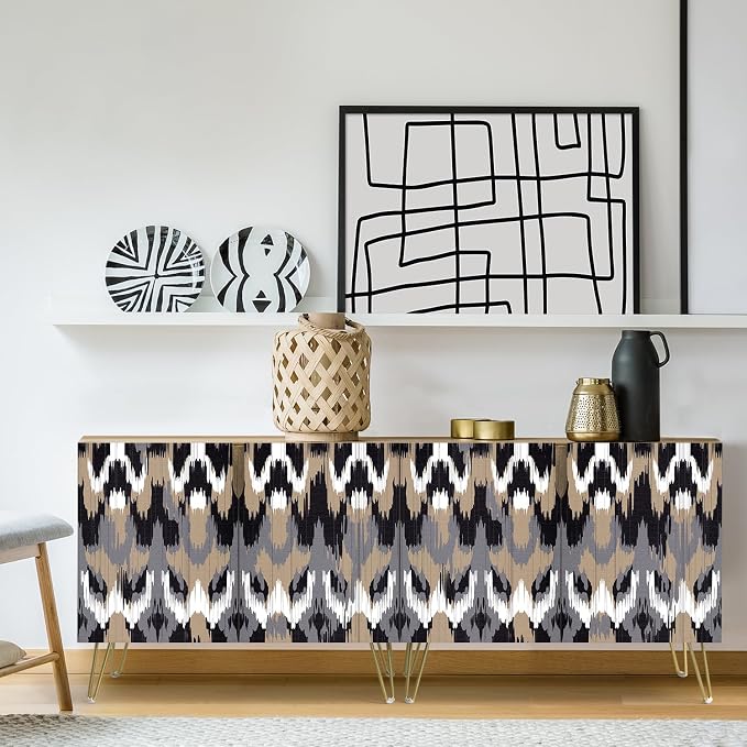 Mid-century Brown Black Polygon Landscape Patterns