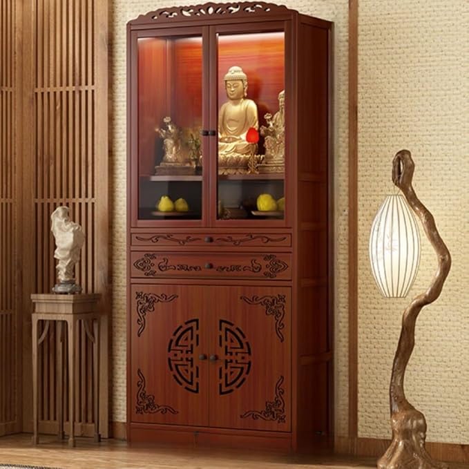 Rosewood Color, Double Drawer, Transparent Door