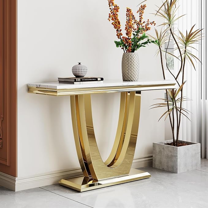 Console Table - White Gold Base
