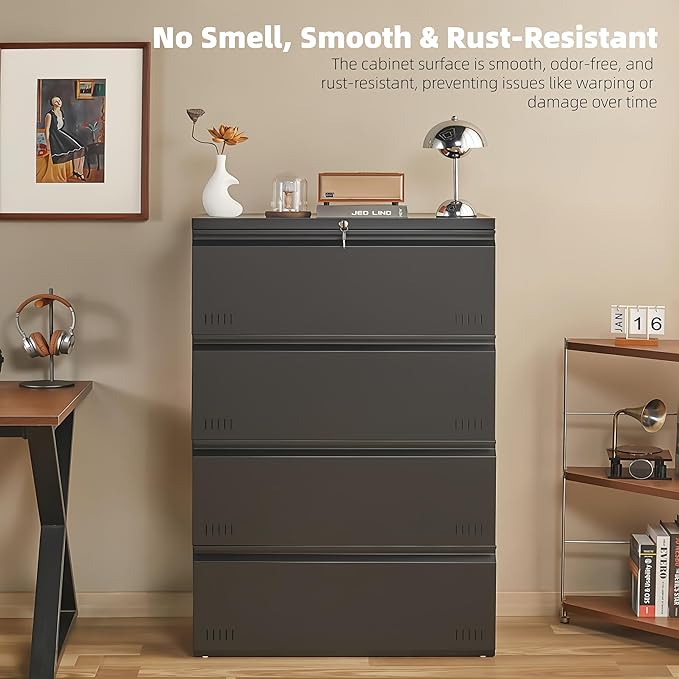 Matte-black 4-drawer Lateral