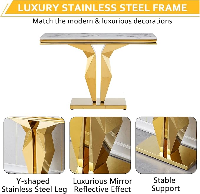 White Golden Console Table