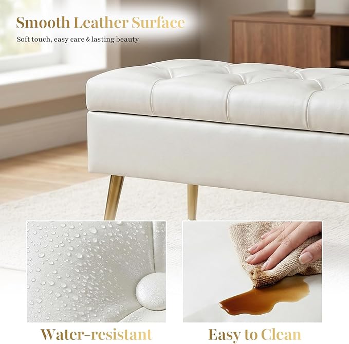 31.5'' Leather Ivory White