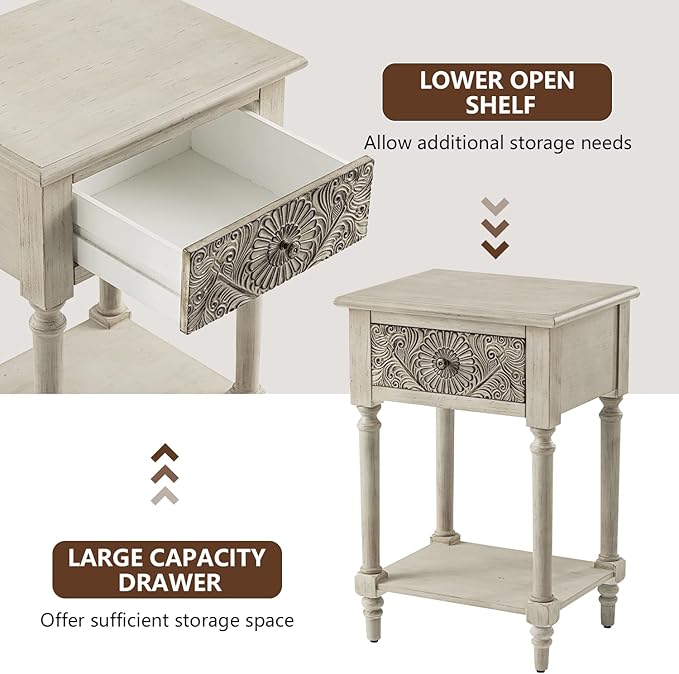 Wood Color-carved-1 Drawer