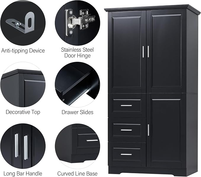 Black,wide Storage Cabinet