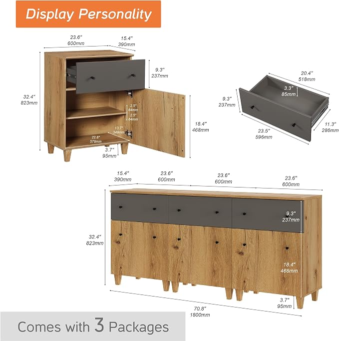 Oak Brown&dark Grey