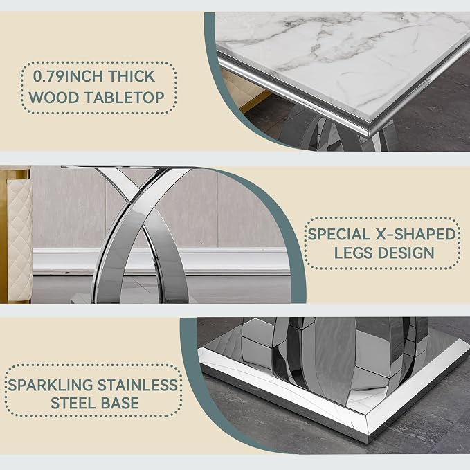 White Silver End Table