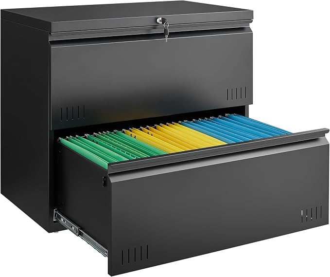 Matte-black 2-drawer Lateral