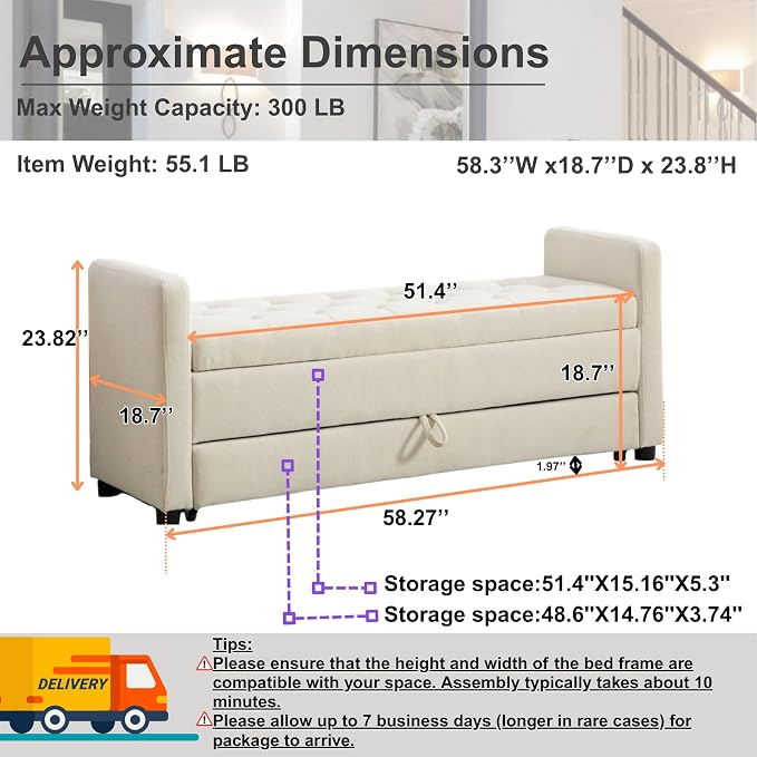 Double Storage-beige 58.3''