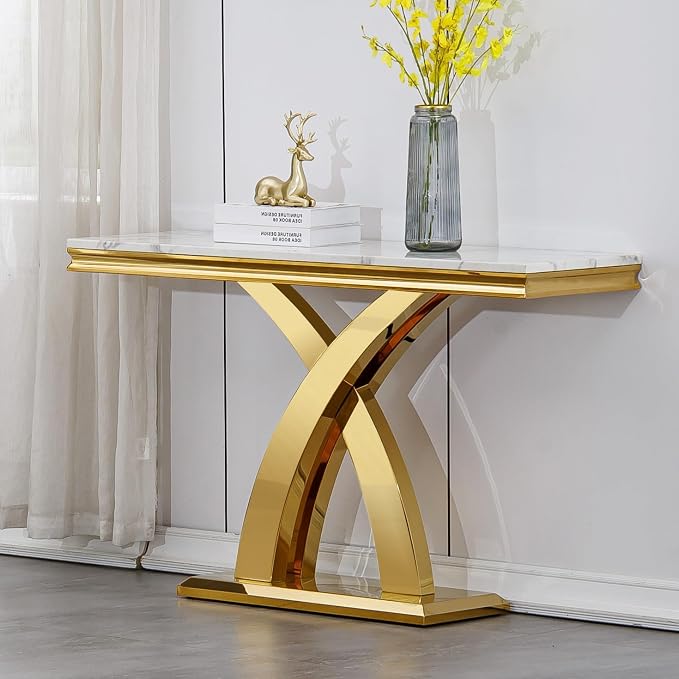 Console Table - White Gold Base