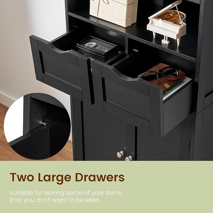 Black, 2 Drawers