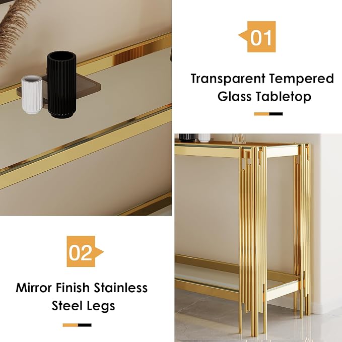 Console Table-clear & Gold