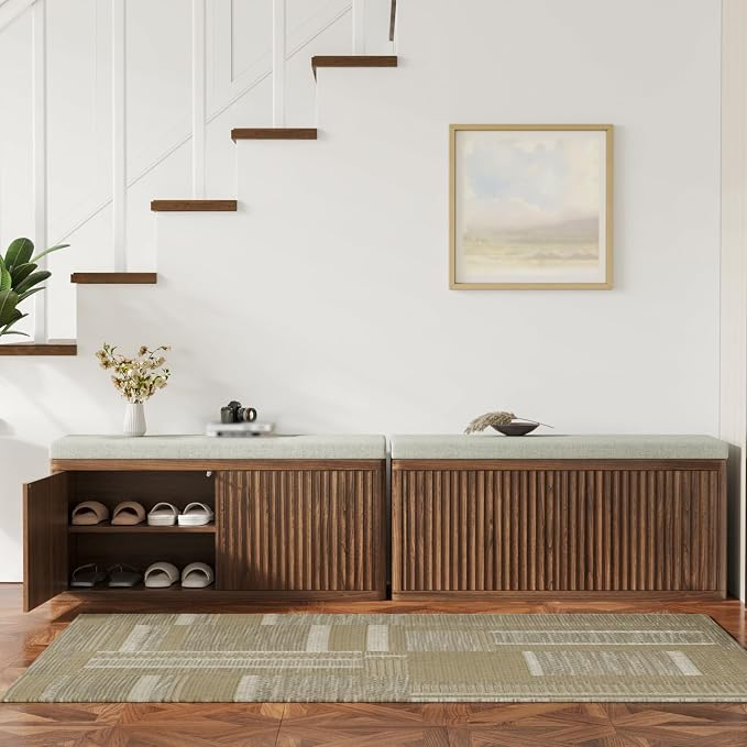 2 Door Shoe Bench-walnut