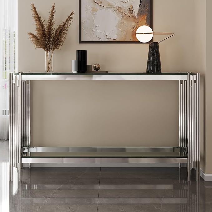 Console Table-clear & Silver