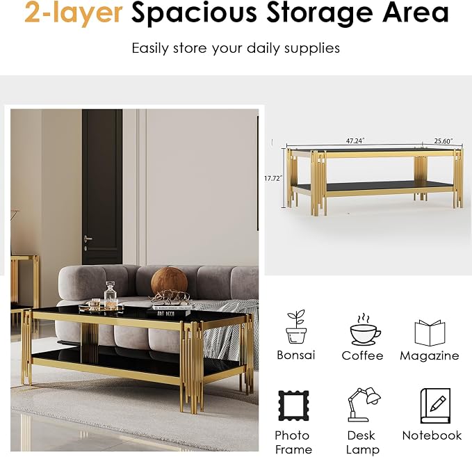 Coffee Table-black & Gold