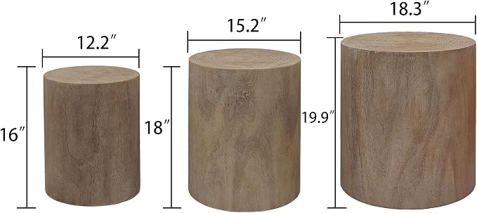 Set of 3-natural Wood