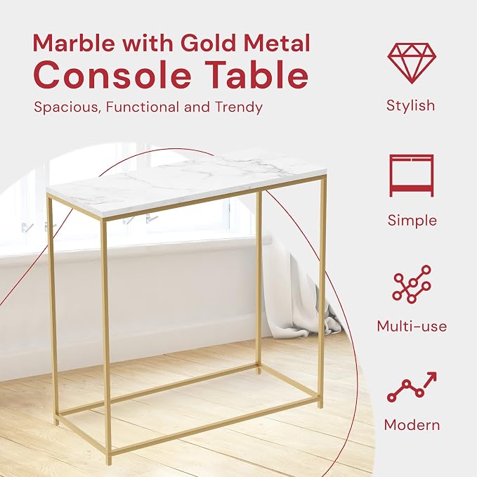 Marble Gold Metal Console Table