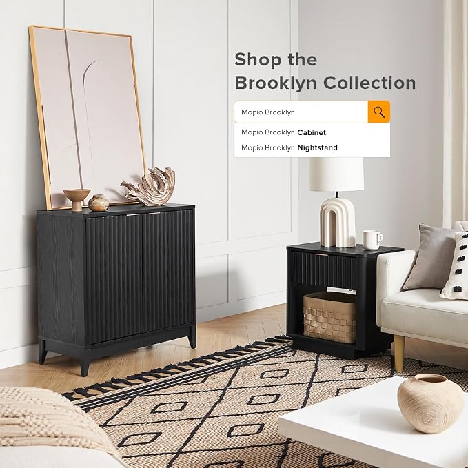 Black Wave Fluted Cabinet