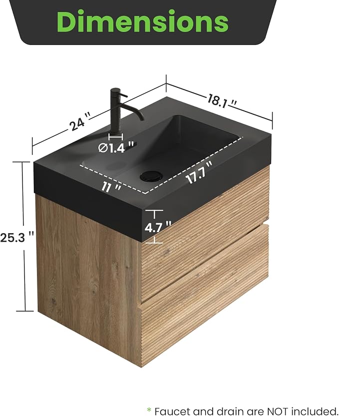 Rough Oak / Black High-rim Sink