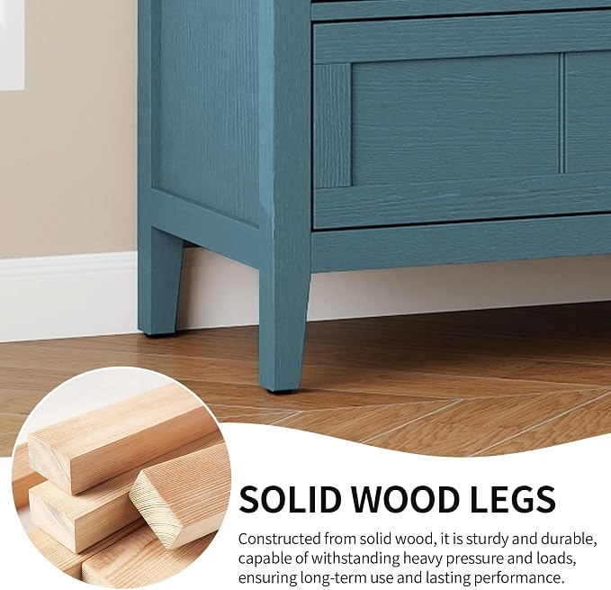 Blue 3 Drawer Cabinet, 2 Pcs