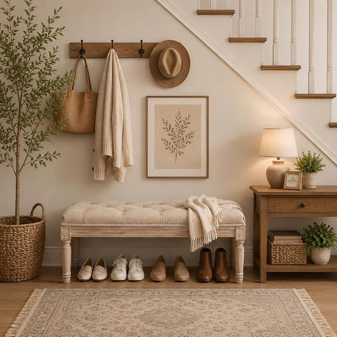 C- Entryway Bench; Beige