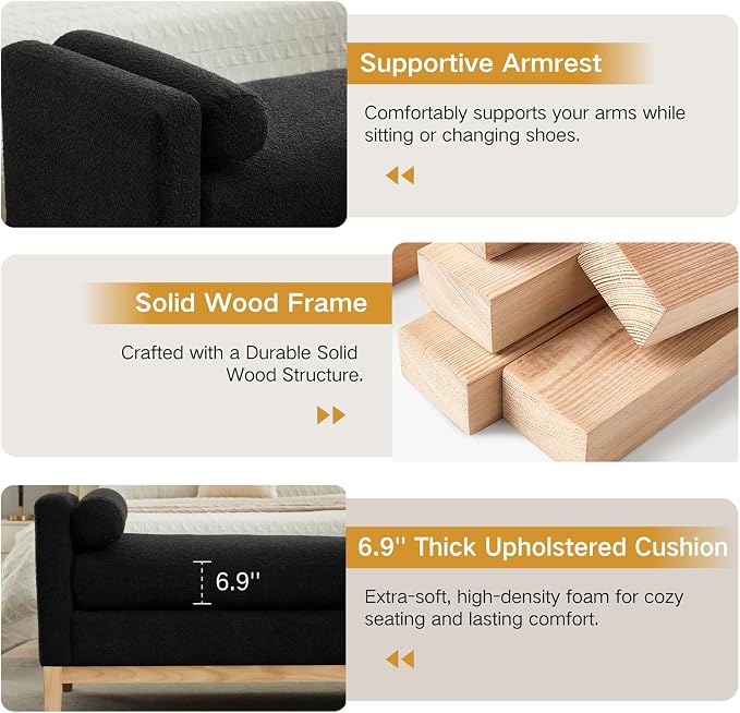 Black Boucle (Wood Legs)