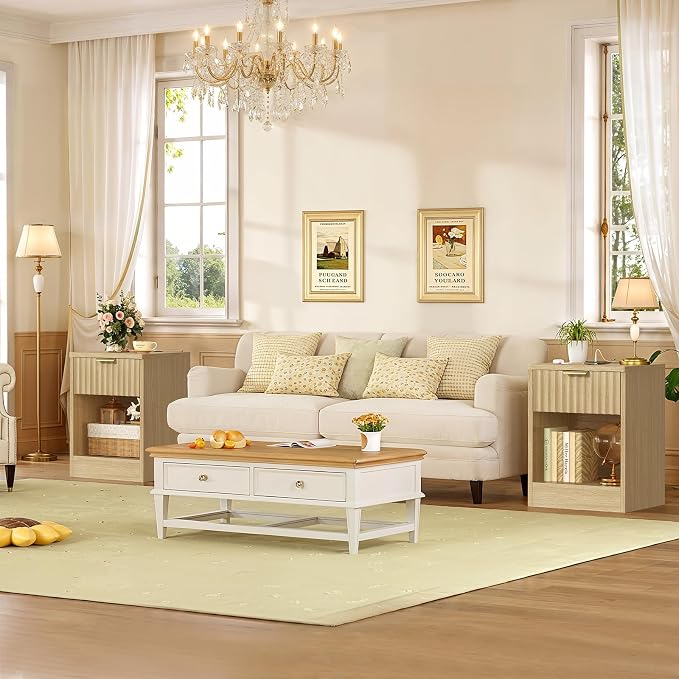 Natural, 1 Drawer Set of 2