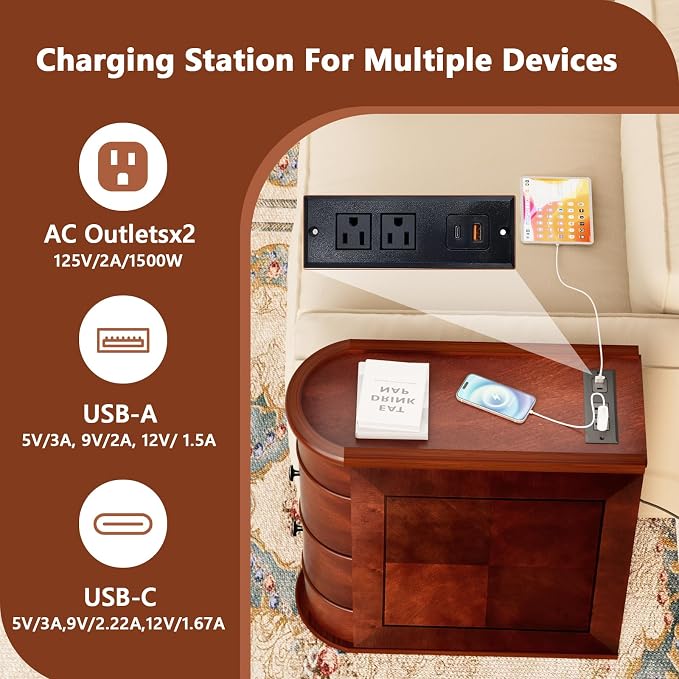 End Table With Charging Station