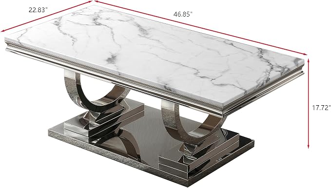 White & Silver - Coffee Table