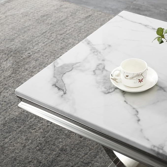 End Table - White Silver Base
