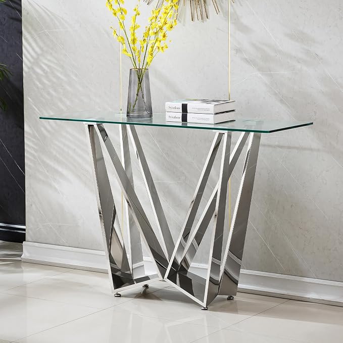 Silver - Console Table (W-shape Base)