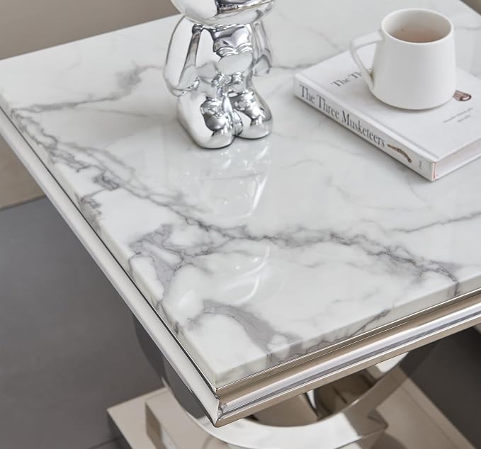 End Table,white&gold