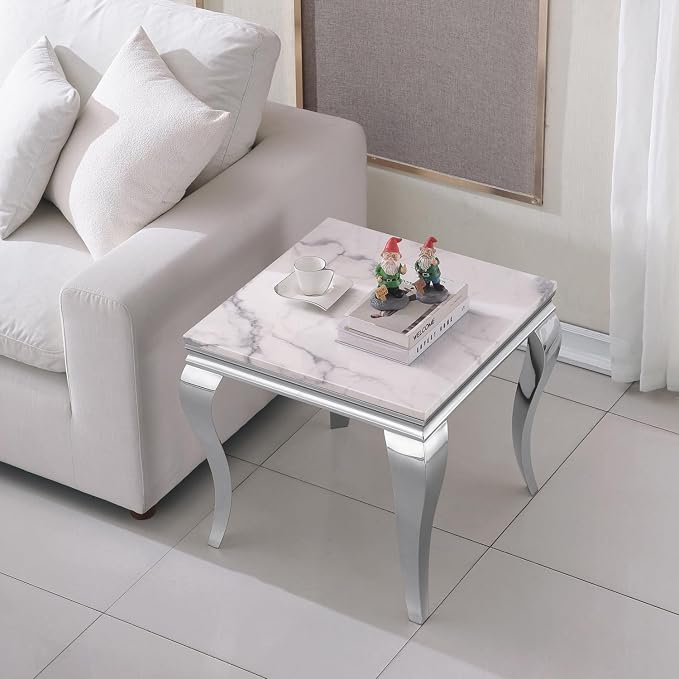 End Table - White Silver Base