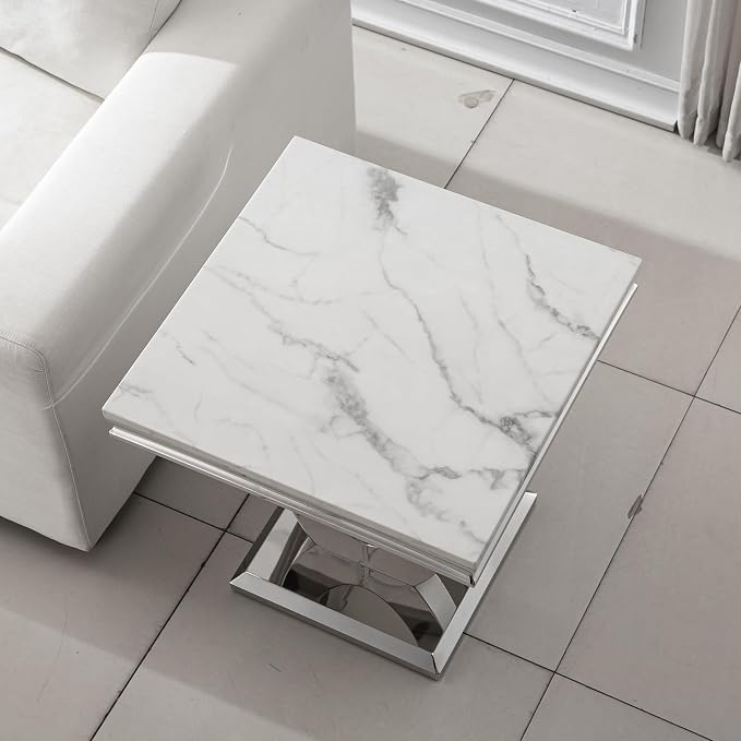 White & Silver - End Table