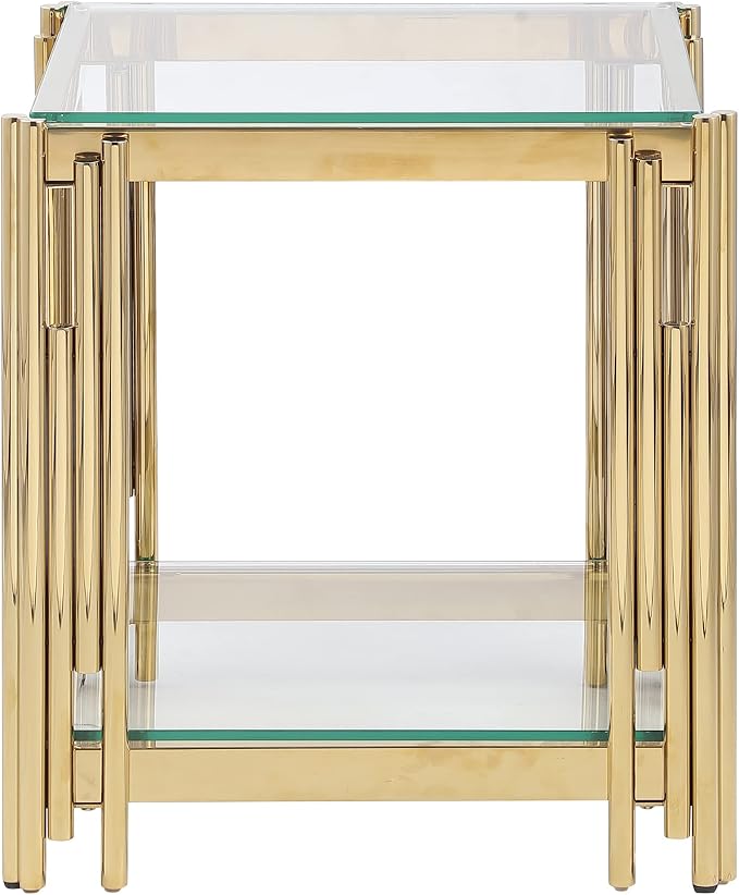 Clear Glass and Gold Frame Adjustable Legs