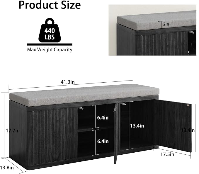 3 Door Shoe Cabinet-black