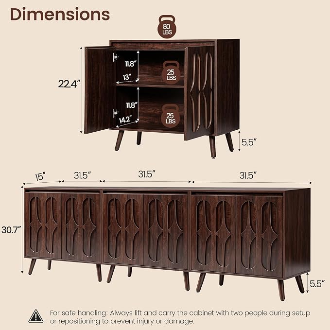 Dark Brown Walnut 3pcs