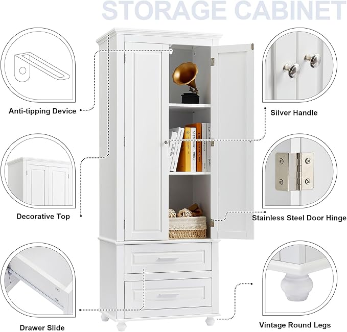 White 2 Drawers