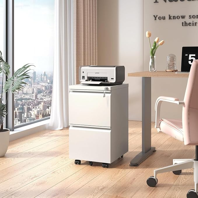 Matte-white 2-drawer Mobile