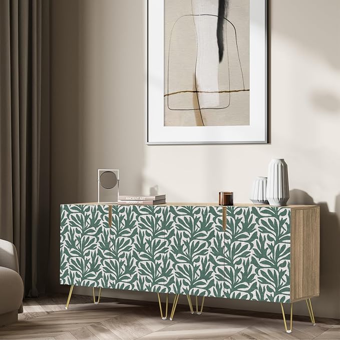 Green Mid-century Flower Landscape Patterns