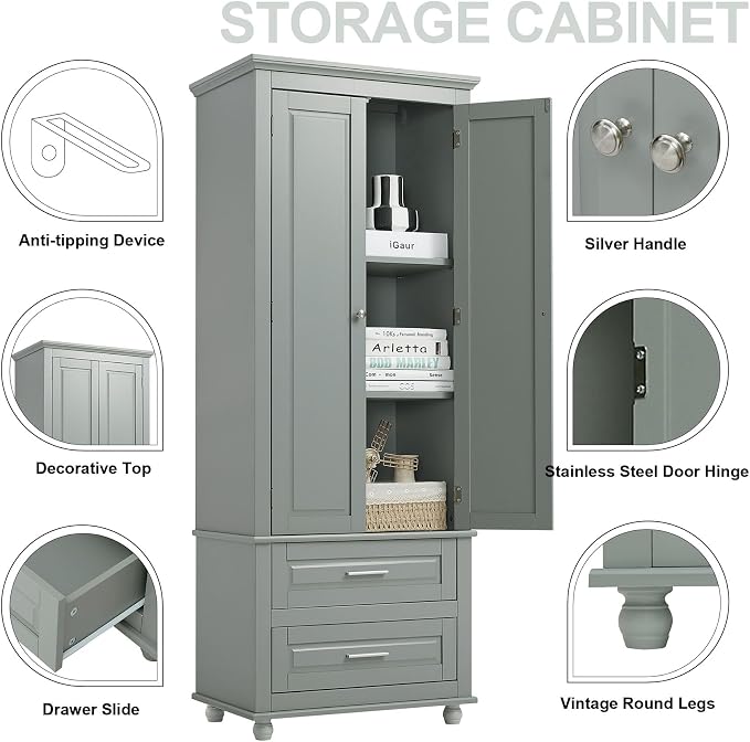 Grey 2 Drawers