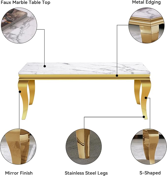 White Golden Coffee Table