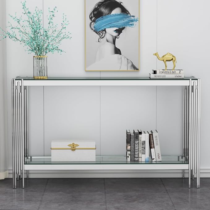 Silver & Clear Console Table