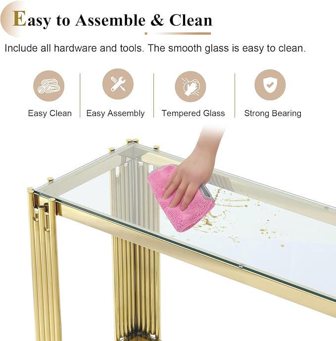 Clear Gold-console Table